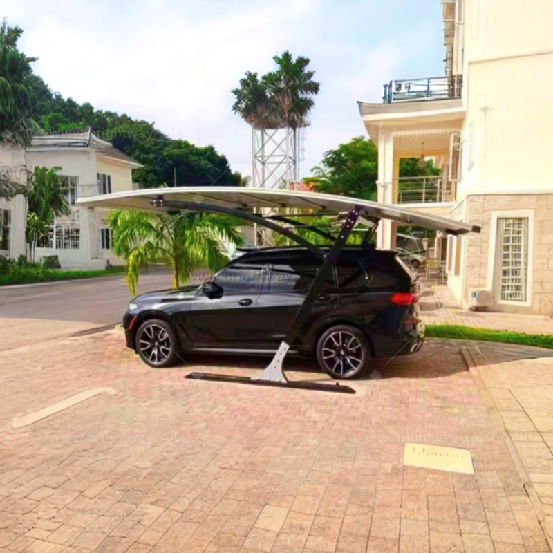 Hot Sale Brightway Solar HighQuality Waterproof Aluminum PV Carport System Single Double Car Solar Parking Solution with PV Mounting