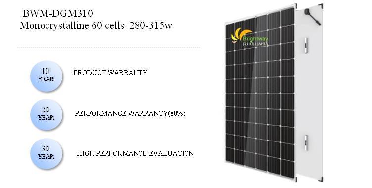Dual Glass Monocrystalline Solar Panel 310W