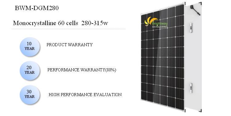 Dual Glass Monocrystalline Solar Panel 280W