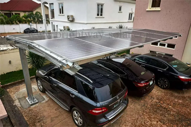 Brightway Solar Hot Sale Solar Bifacial Double Glass Carport Mounting System for Residential Areas