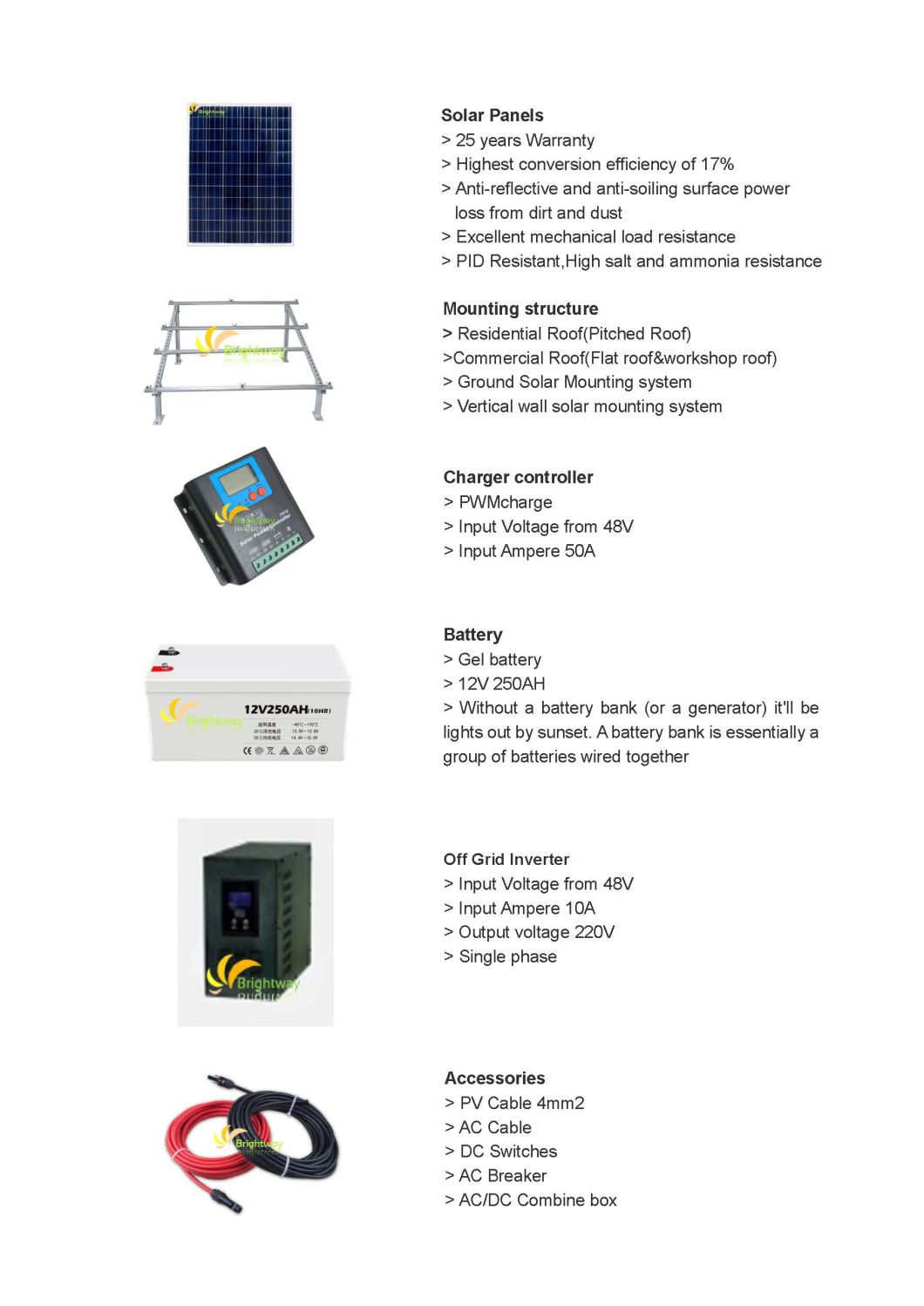Good Quality 2000W 3000W DIY Solar Panel Generation off-Grid Solar Power System