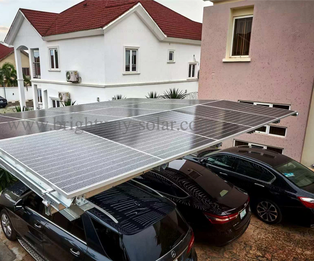 Brightway Solar Hot Sale Solar Bifacial Double Glass Carport Mounting System for Residential Areas
