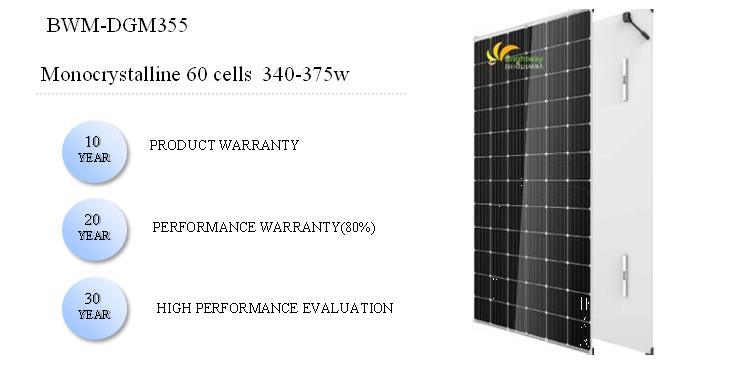 Dual Glass Monocrystalline Solar Panel 355W