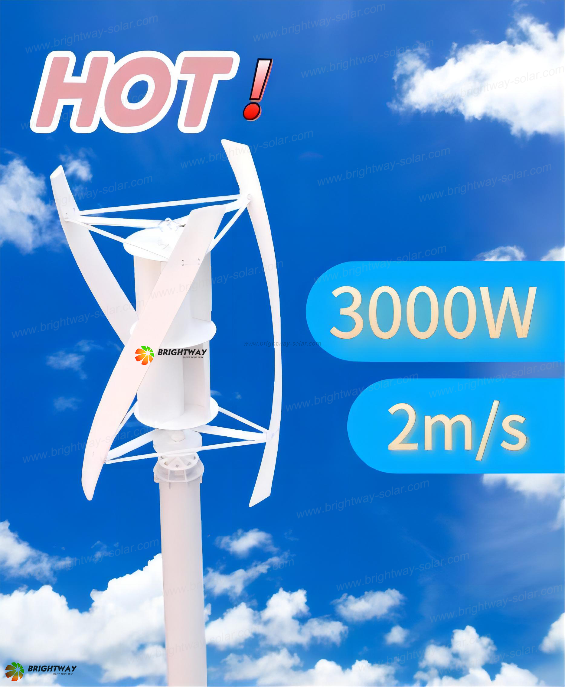 Brightway 3kW Energy Saving Generator Wind Turbine 