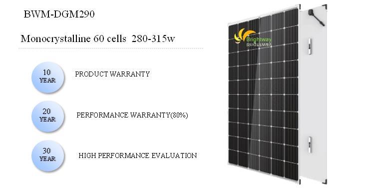 Dual Glass Monocrystalline Solar Panel 290W