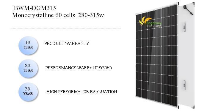Dual Glass Monocrystalline Solar Panel 315W