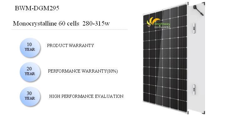 Dual Glass Monocrystalline Solar Panel 295W