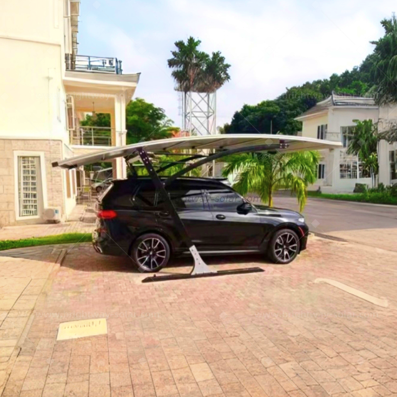 Hot Sale Brightway Solar HighQuality Waterproof Aluminum PV Carport System Single Double Car Solar Parking Solution with PV Mounting